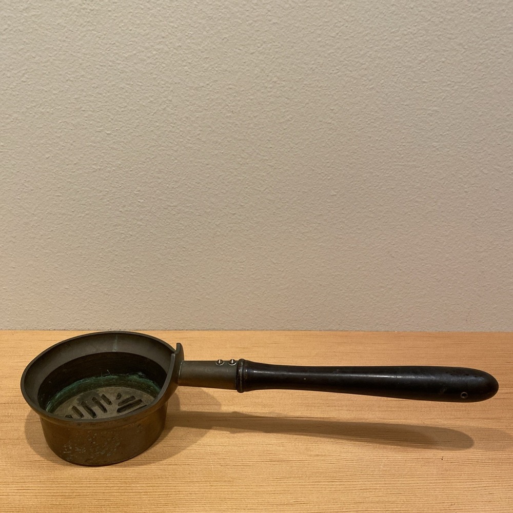 Vintage Silk Iron Pan Long Handle Green‎ Oxidation